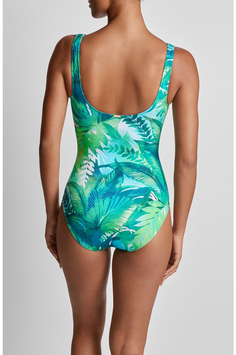 Underwire One-Piece Swimsuit, Alternate, color, GREEN MULTI