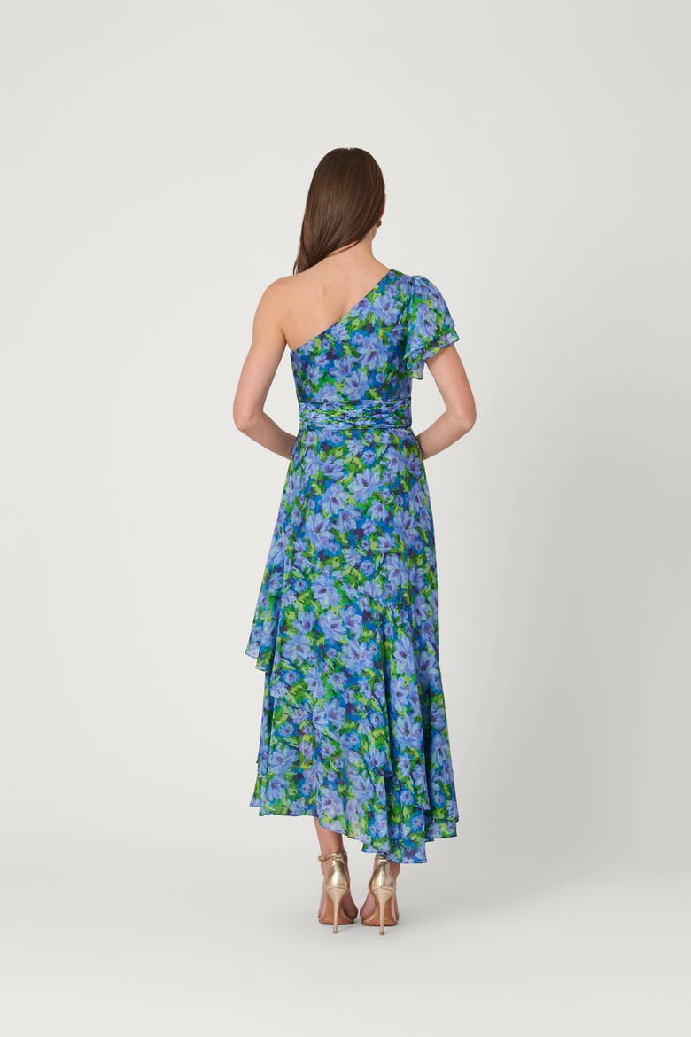 Midnight Sketched Garden Print Melody Dress, Alternate, color, Periwinkle/Verde Multi