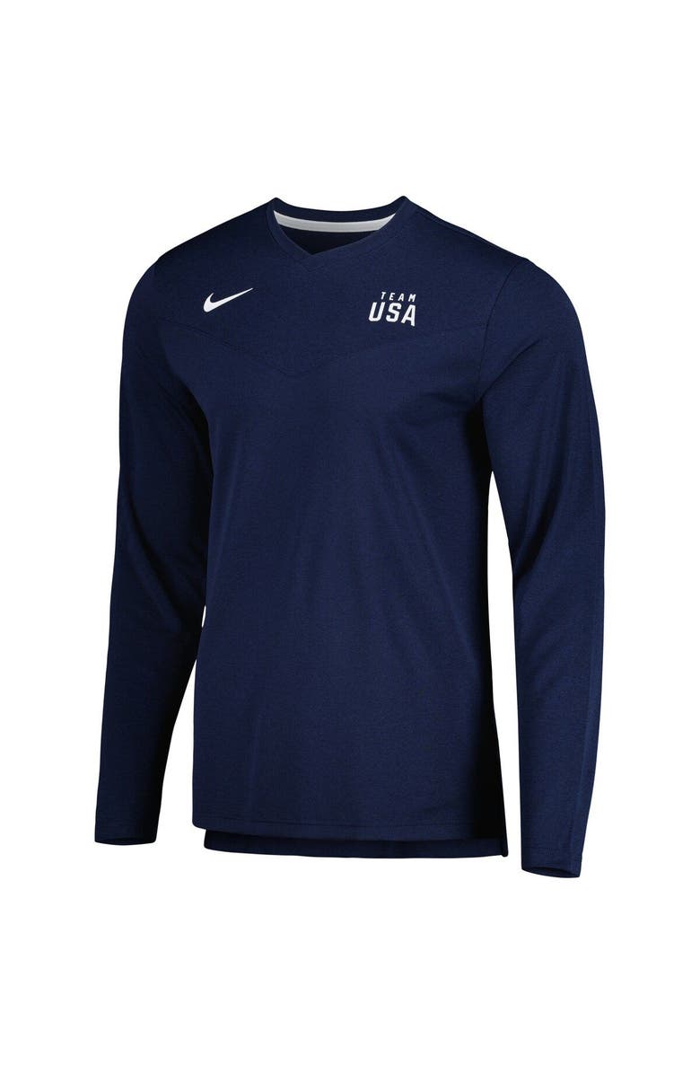 Nike Men's Nike Navy Team USA Coaches Performance Long Sleeve V-Neck T-Shirt, Alternate, color, 