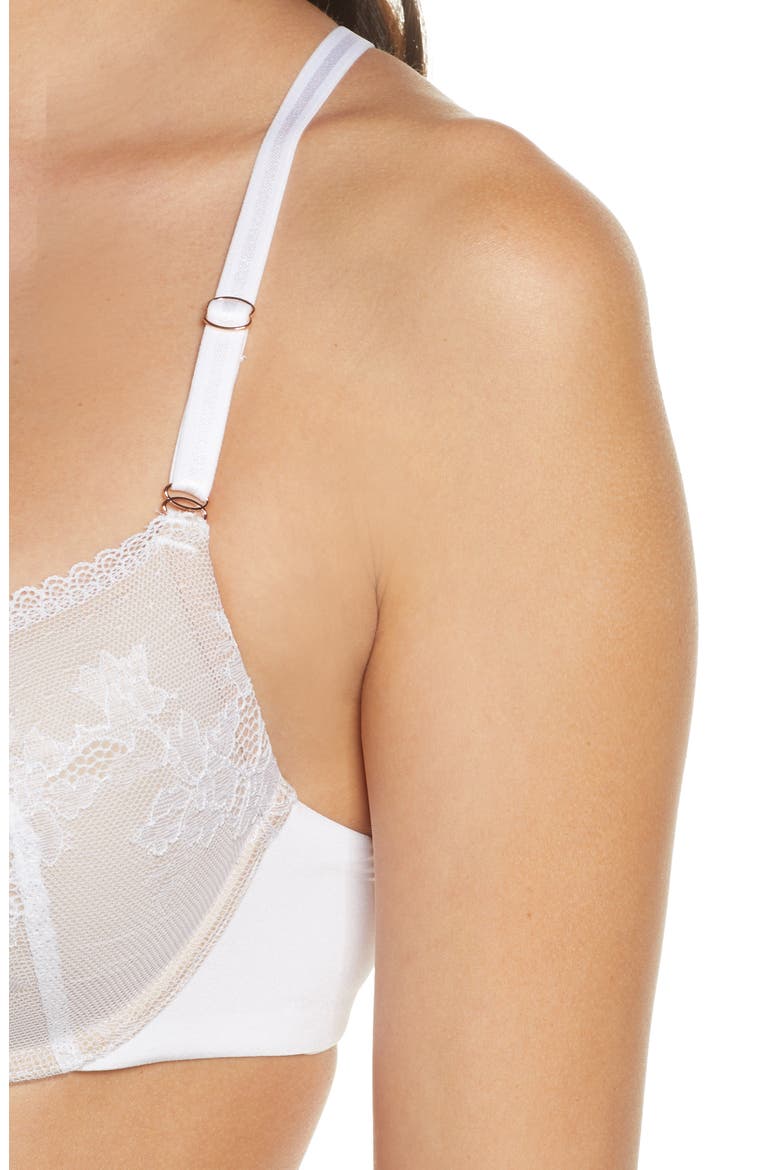 Straight Laced Front Close Underwire T-Shirt Bra, Alternate, color, WHITE / NYLON