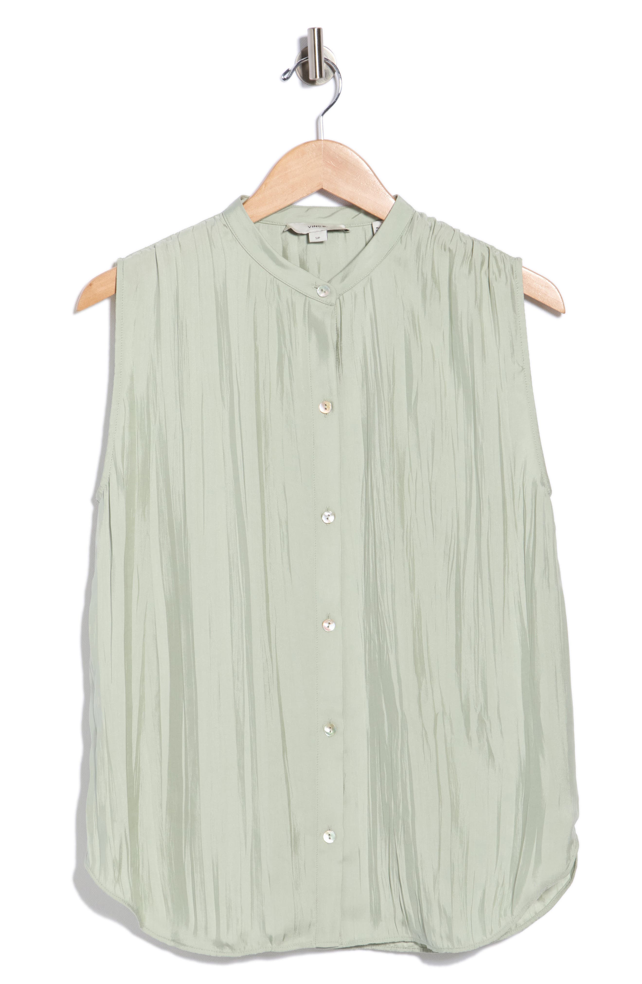 Vince Crinkled Band Collar Top