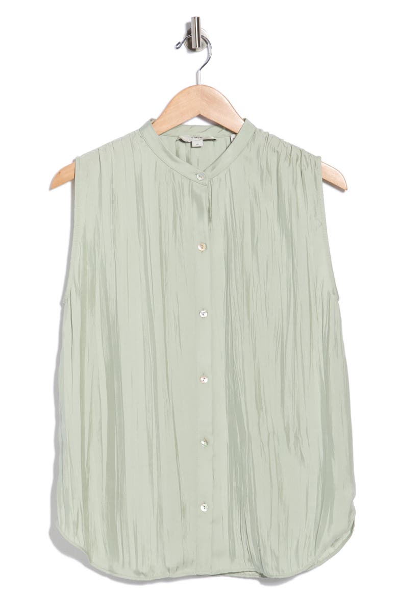Crinkled Band Collar Top, Alternate, color, JADE WATER