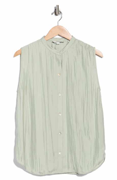 Vince Crinkled Band Collar Top
