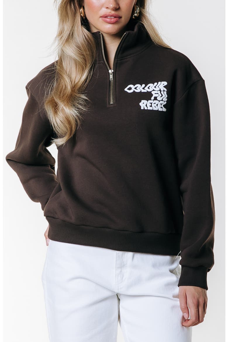 Uni Logo Wave Zip Sweat, Main, color, Brown