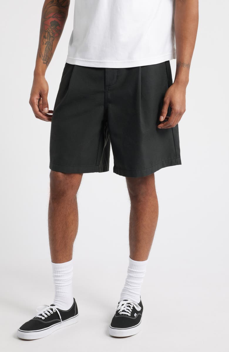 Obey Oliver Pleated Cotton Twill Shorts, Main, color, 