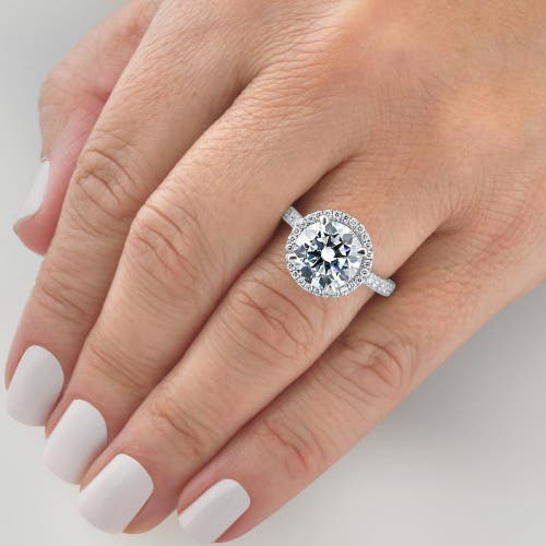 Bliss Diamond 3 1/2ct Diamond Halo Lab Grown Engagement Ring In 10k White Gold