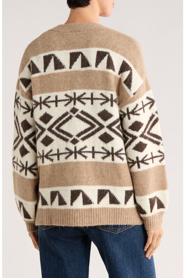 Geometric Button Front Cardigan, Alternate, color, TAUPE MIX/ CREAM