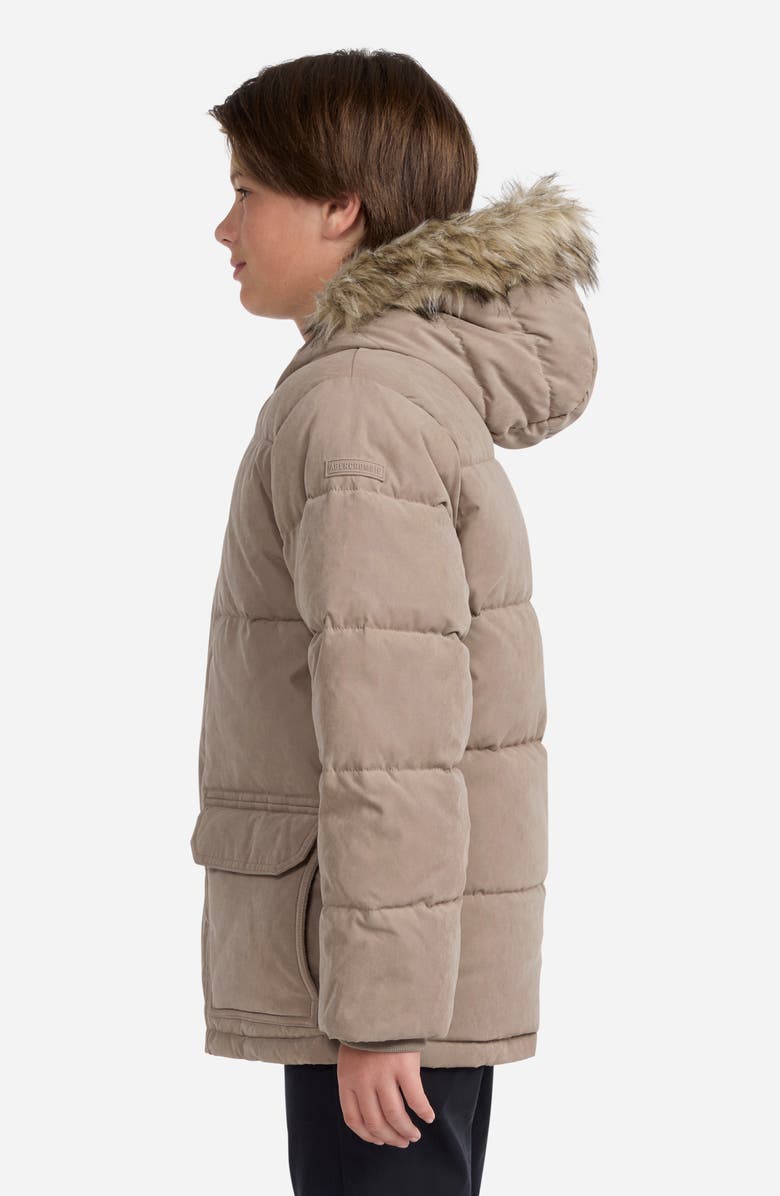 abercrombie kids Kids' Heavyweight Parka with Faux Fur Trim, Alternate, color, Anf Taupe Gray