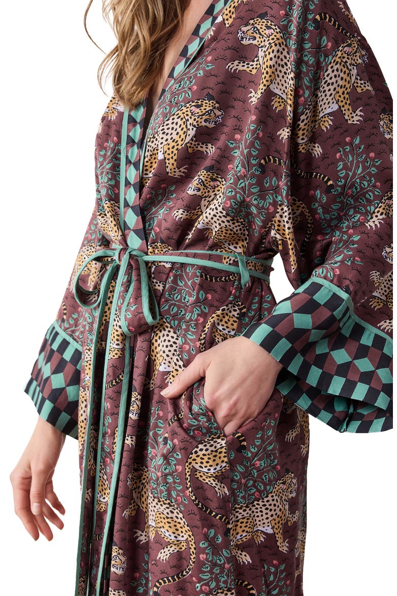 Eco Satin Robe, Alternate, color, RAISIN