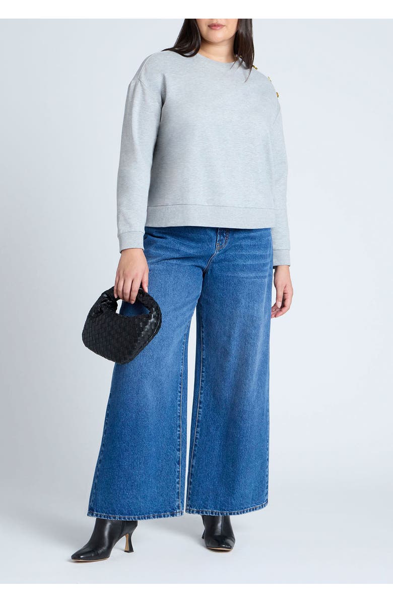 ELOQUII Shoulder-Button Sweatshirt, Alternate, color, 