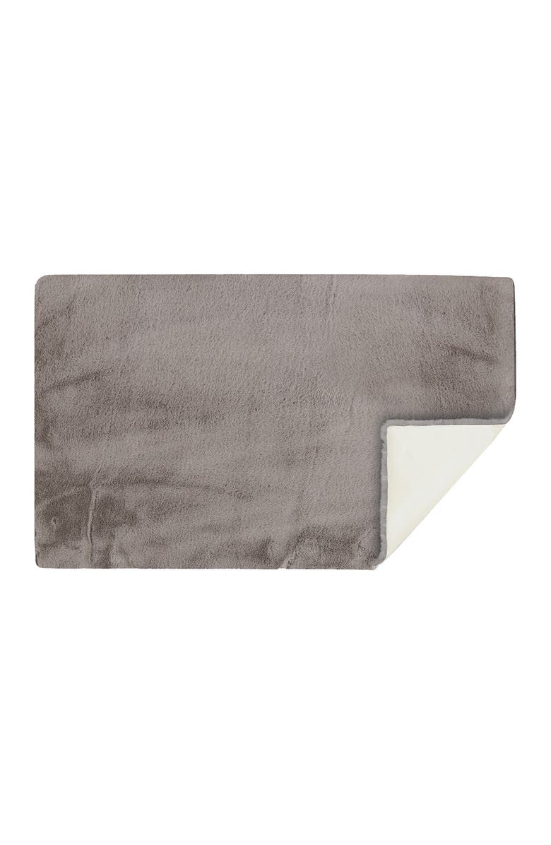 LUXE Faux Fur Rectangular Throw 3' X 5' - Grey, Alternate, color, Grey