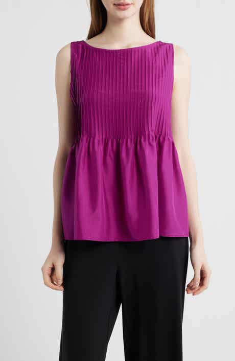 Pleated Silk Sleeveless Top