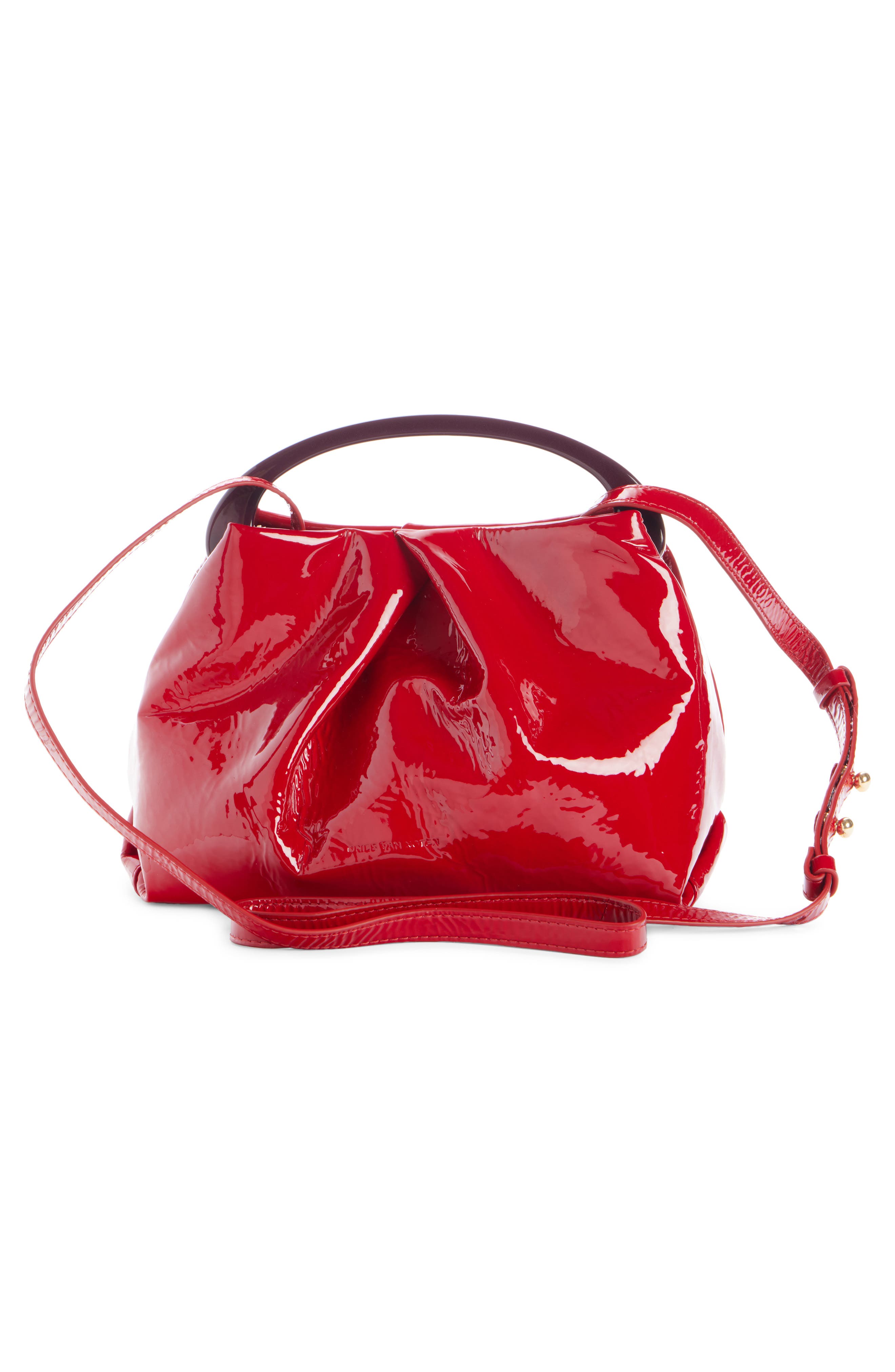 Dries Van Noten Folded Patent Leather Top Handle Bag, Alternate, color, 