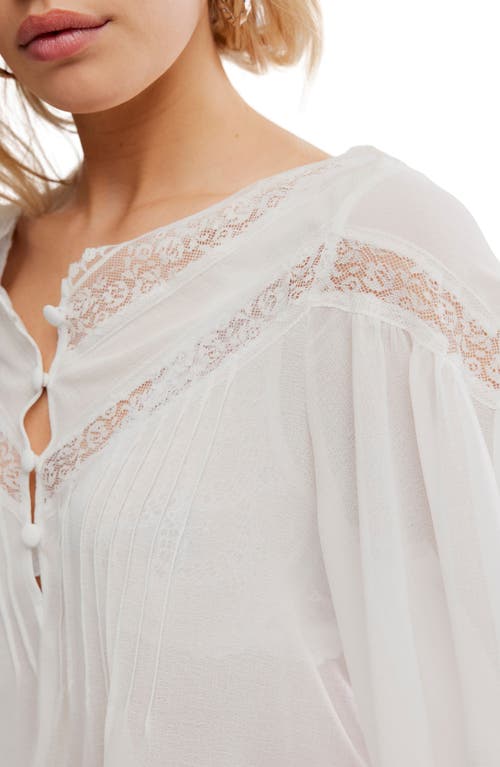 Free People Bali Midnight Rain Lace Trim Top In White