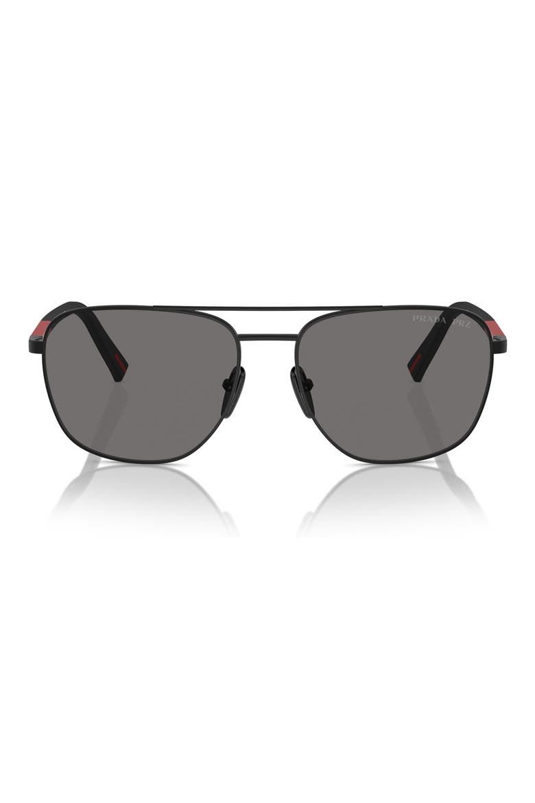60mm Polarized Oval Sunglasses, Main, color, MATTE BLACK