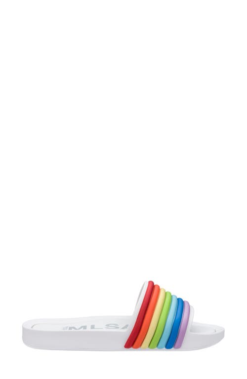 Melissa Beach Slide Sandal In White Rainbow