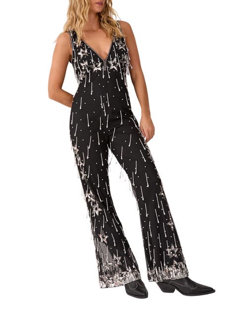 Nasty Gal Droplet Plunge Jumpsuit In Blue