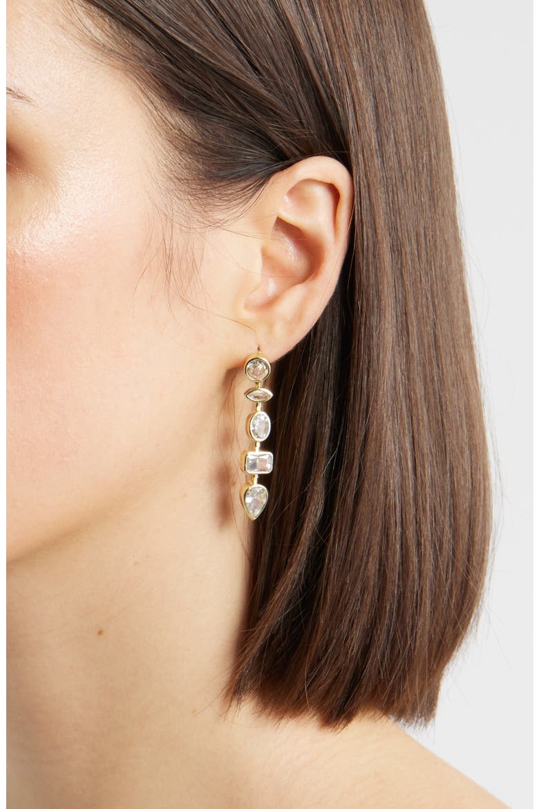 Orion Cubic Zirconia Drop Earrings, Alternate, color, GOLD
