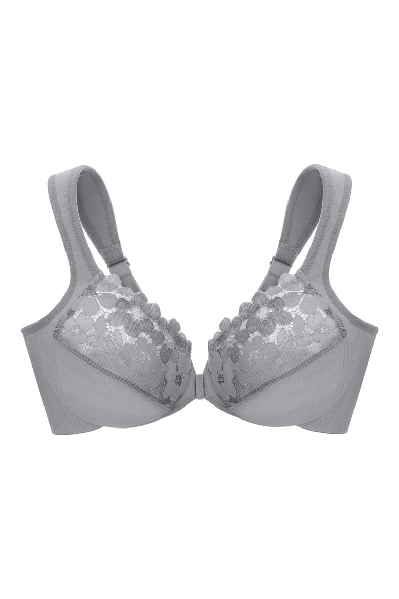 Front Clasp Underwire Bra, Alternate, color, SILVER