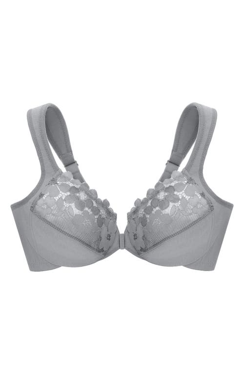Glamorise Plus Size Front-closure Cotton Wonder Underwire Bra #1241 In Silver