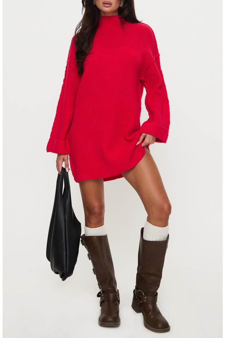 Weslie Long Sleeve Shift Sweater Dress, Main, color, RED