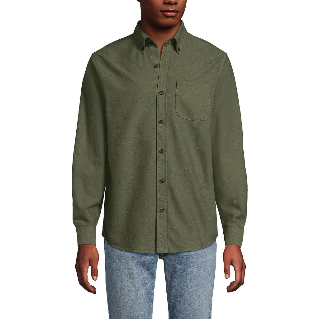 Lands' End Traditional Fit Flagship Flannel Shirt In Green
