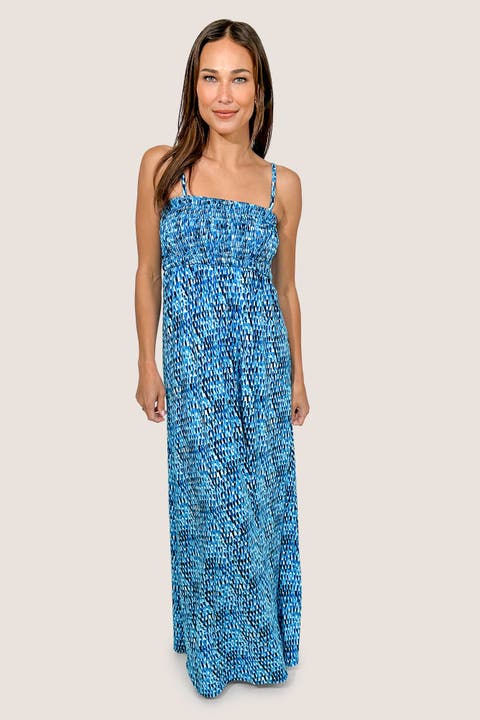 Montecito Maxi Bra-Free Dress with Smocked Bodice