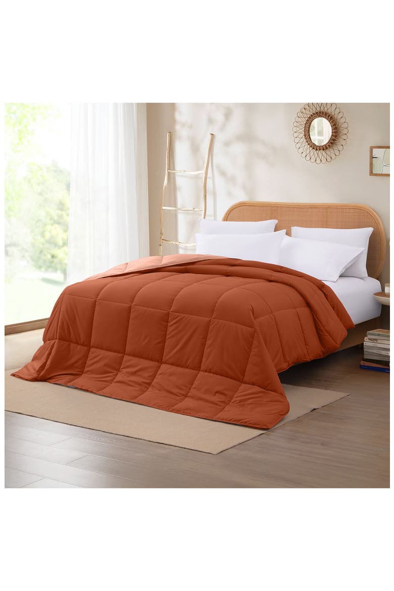 Down Alternative Reversible Comforter, Alternate, color, RUSTY/CLAY