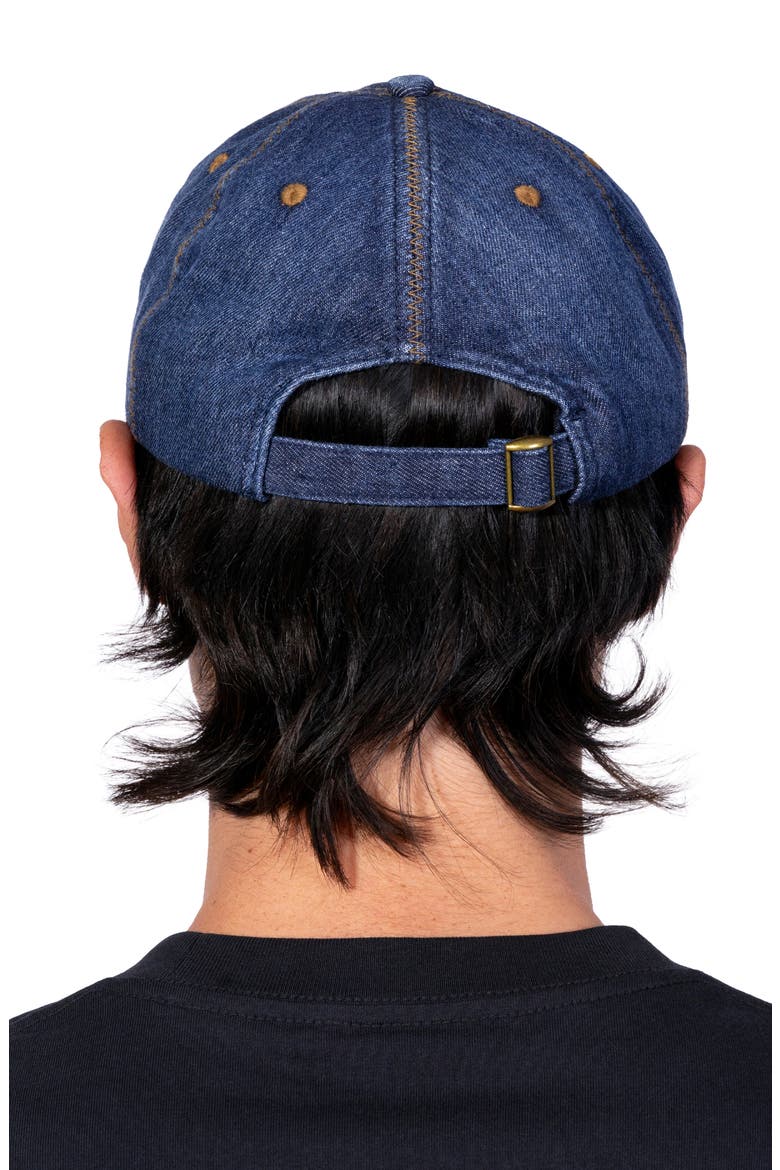 Zigzag Adjustable Cotton Denim Baseball Cap, Alternate, color, INDIGO