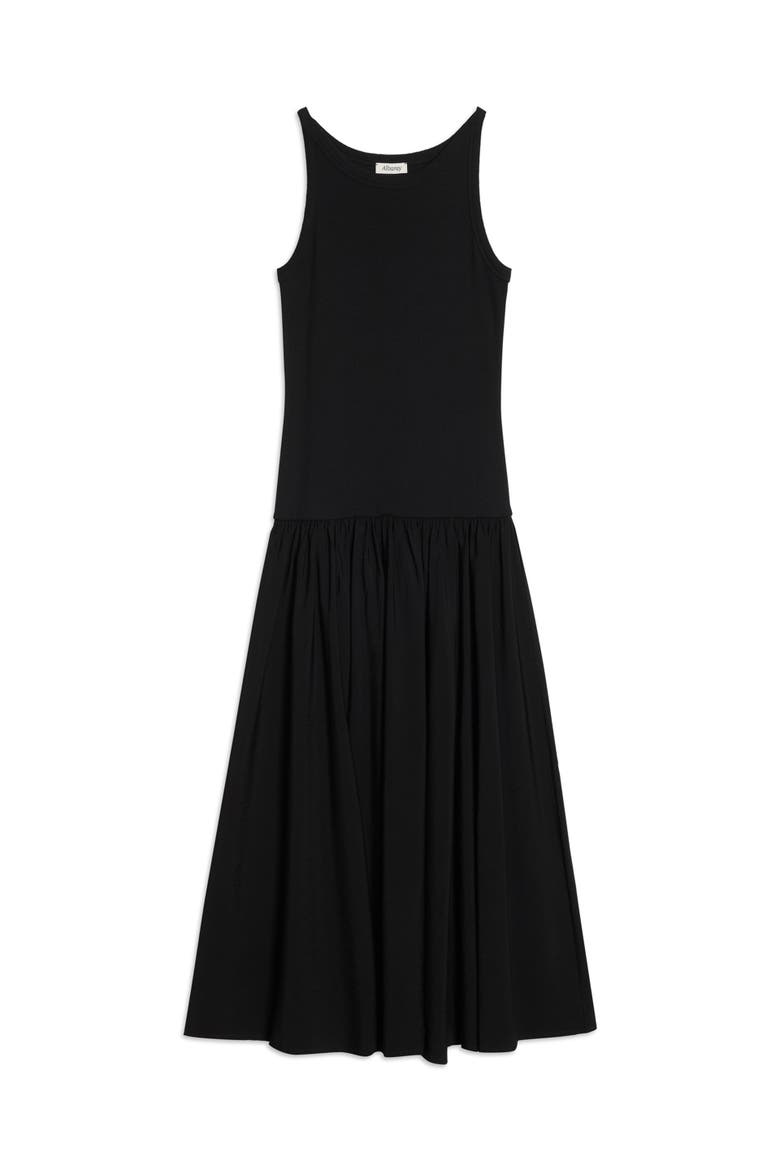 Ribbed Bodice Sleeveless Maxi Dress, Alternate, color, Black