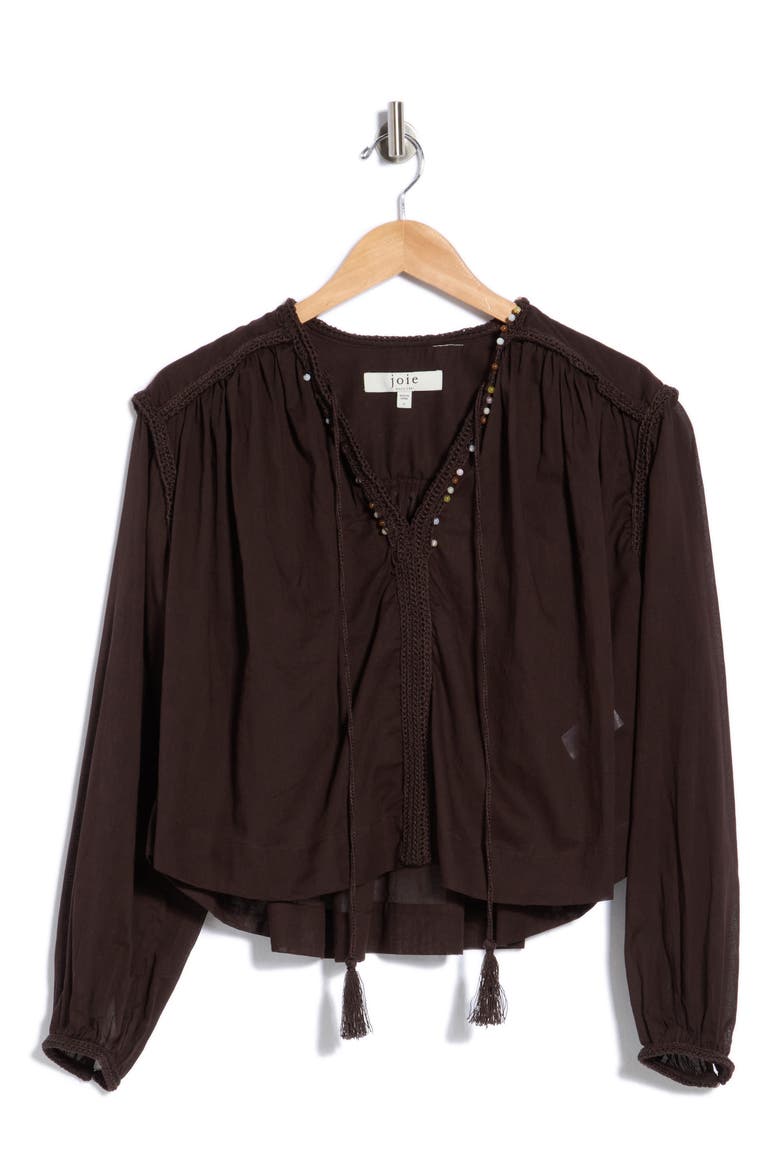 Long Sleeve Embroidered Top, Alternate, color, GANACHE