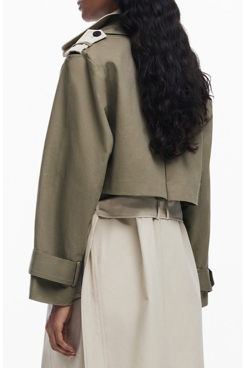 Colorblock Two-Piece Trench Coat, Alternate, color, GREY-GREEN