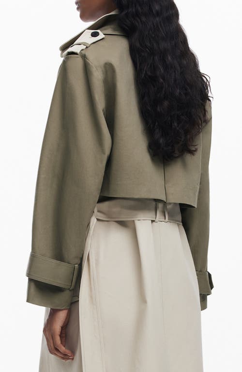 Desigual Colorblock Two-piece Trench Coat In Grey-green