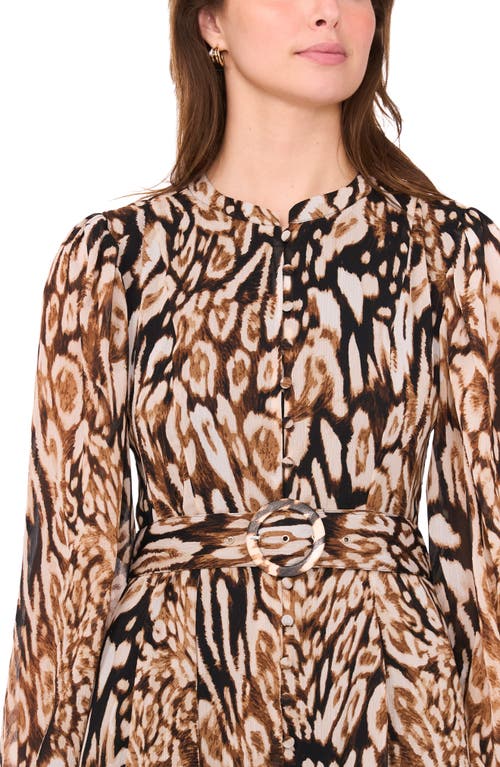 Halogenr Halogen(r) Long Sleeve Belted A-line Dress In Multi