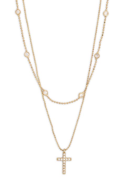 Set of 2 Cross & Station Chain Necklaces
