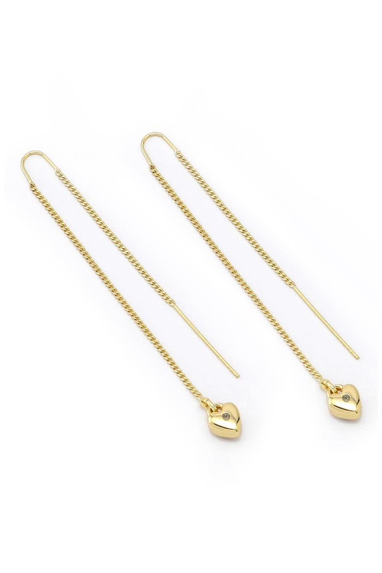 Heart Threader Earrings, Main, color, GOLD