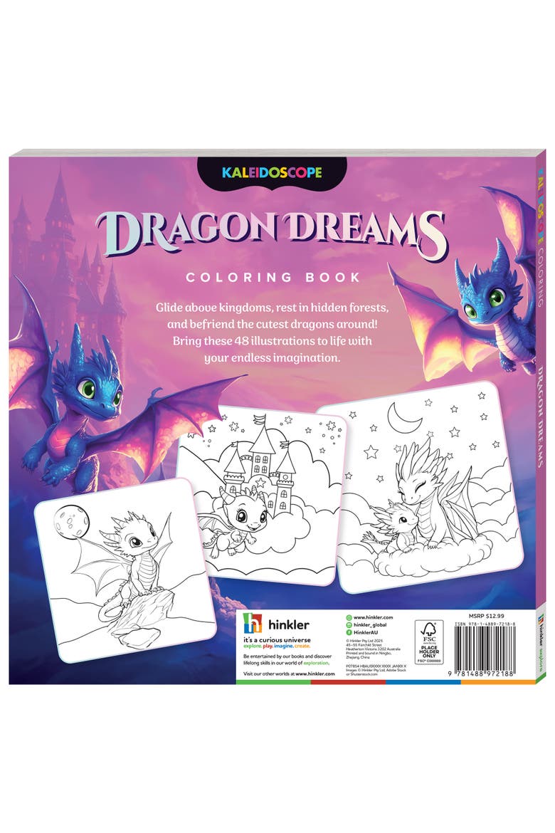 Coloring Book, Dragon Dreams, 96 Pages, 48 Illustrations, 8+, Alternate, color, Multicolored
