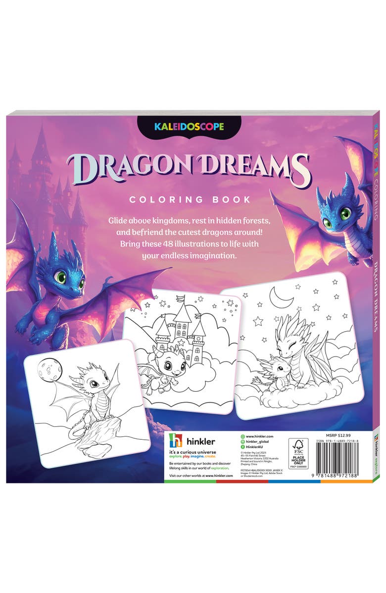 KALEIDOSCOPE Coloring Book, Dragon Dreams, 96 Pages, 48 Illustrations, 8+, Alternate, color, Multicolored