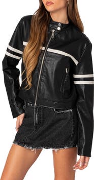 EDIKTED Rockstar Oversize Faux Leather Jacket