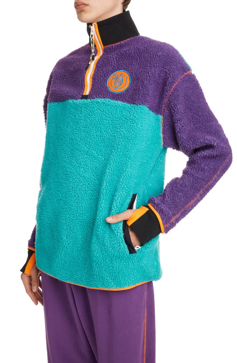 EYE/LOEWE/NATURE Colorblock Quarter Zip Fleece Pullover, Alternate, color,