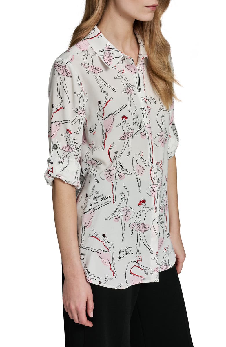 KARL LAGERFELD PARIS Print Shirt, Alternate, color, Sft Wht/ Cornelia Rose Multi