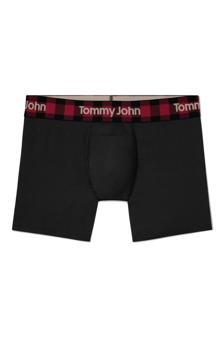 Second Skin 4-Inch Boxer Briefs, Alternate, color, BLACK PLAID RHUBARB