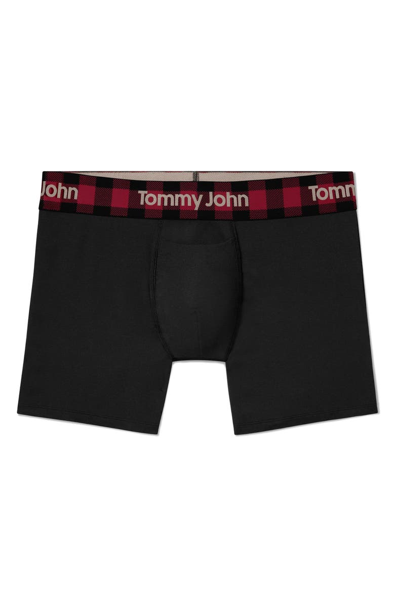 Tommy John Second Skin 4-Inch Boxer Briefs, Alternate, color, Black Plaid Rhubarb