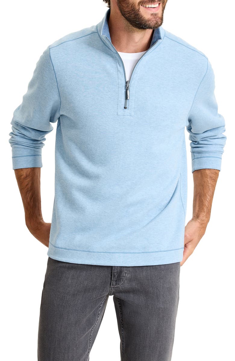 Tommy Bahama Flipview Reversible Half Zip Pullover, Main, color, Blue Muscari Heather