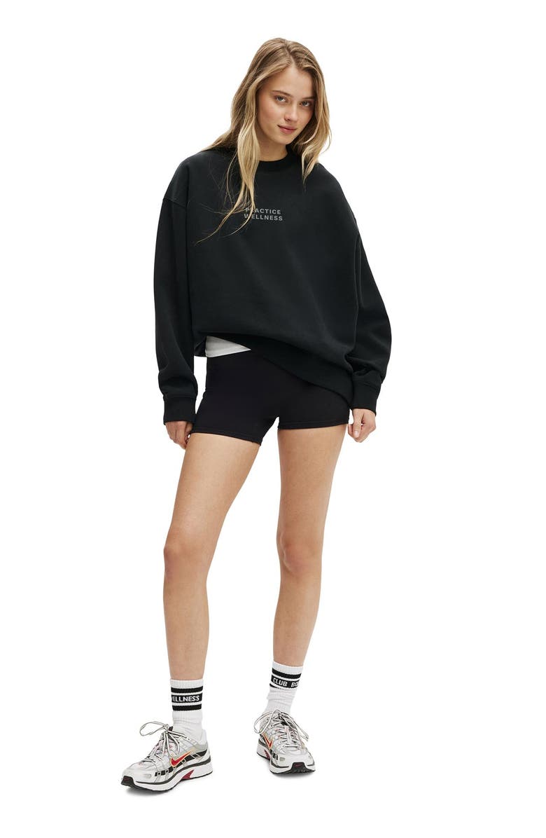 COTTON ON BODY Women's Active Plush Graphic Crew Sweatshirt, Alternate, color, Black Wellness