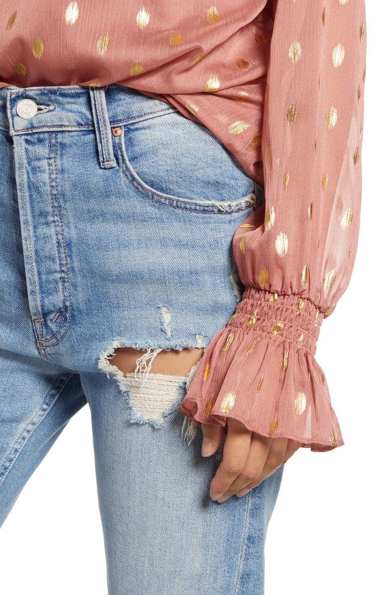 Endless Rose Metallic Polka Dot Chiffon Top, Alternate, color, Mauve