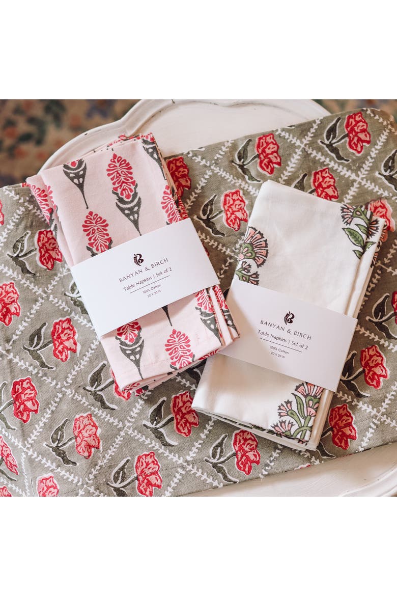 Bahaar Table Napkin Set of 2, Alternate, color, Pink