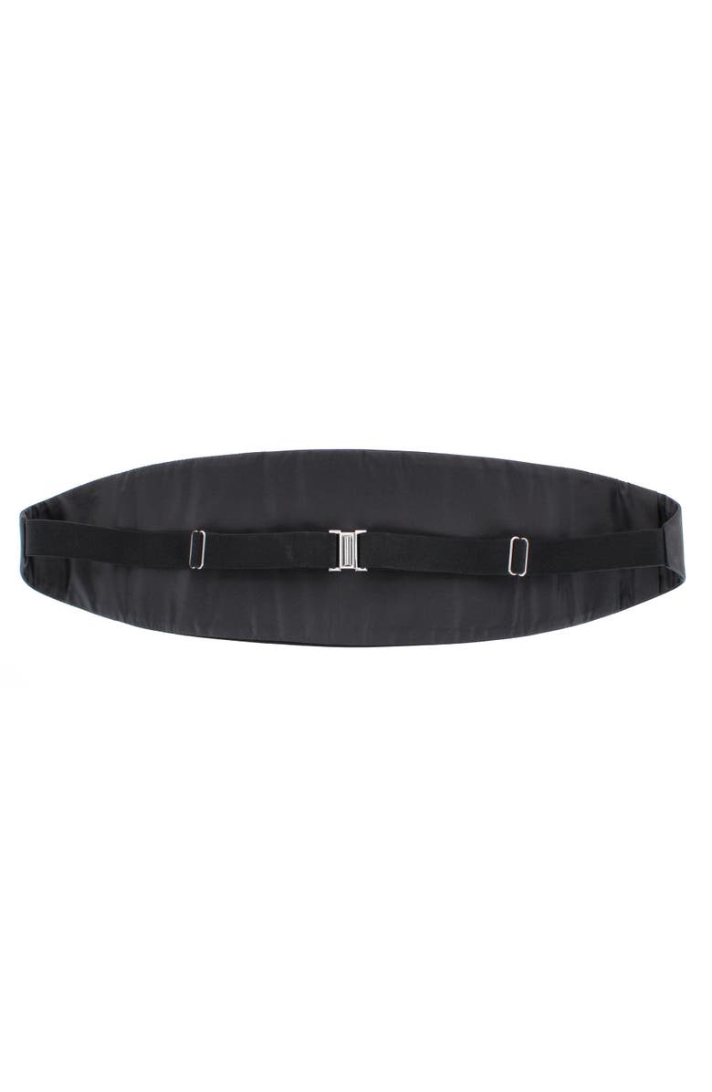 Trafalgar Big & Tall Sutton Solid Color Silk Cummerbund, Alternate, color, Black