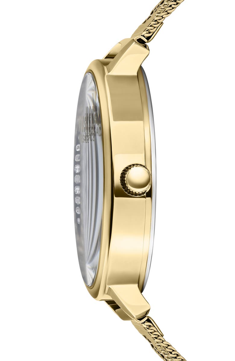 VERSUS Versace La Villette Crystal Mesh Strap Watch, 36mm, Alternate, color, Ip Yellow Gold