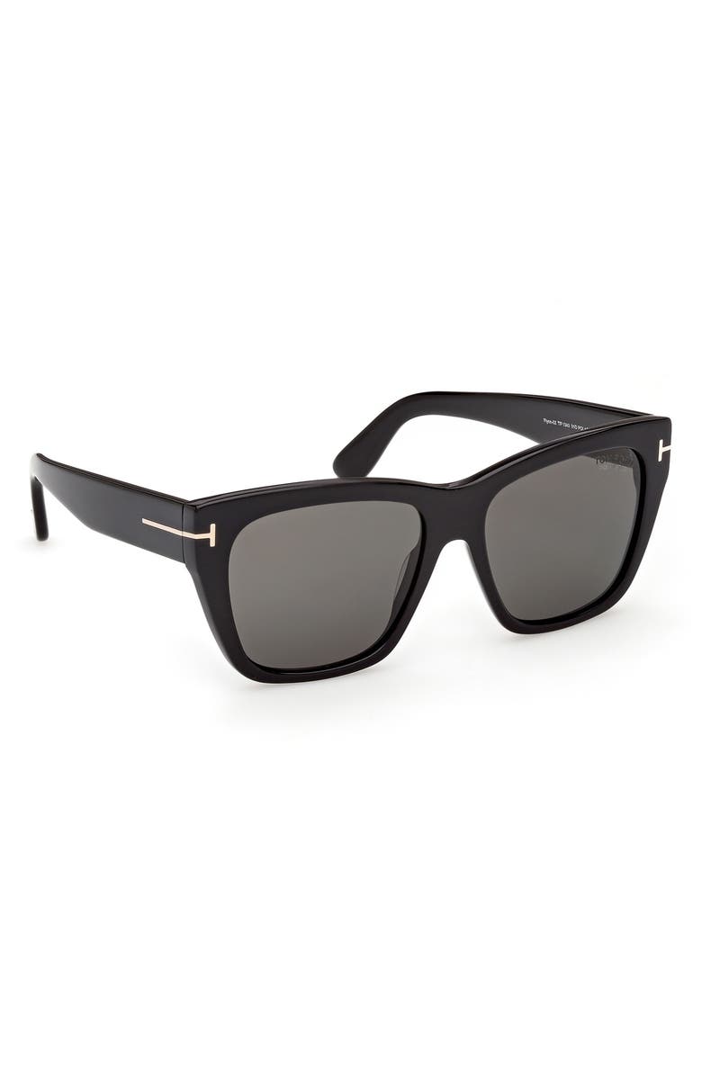 TOM FORD Flynn 55mm Polarized Butterfly Sunglasses, Alternate, color, Shiny Black / Smoke Lens